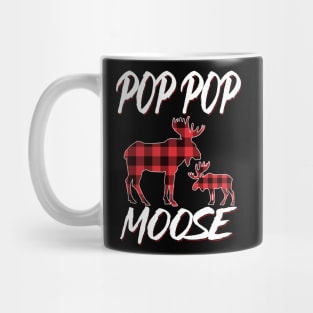 Red Plaid Pop Pop Moose Matching Family Pajama Christmas Gift Mug